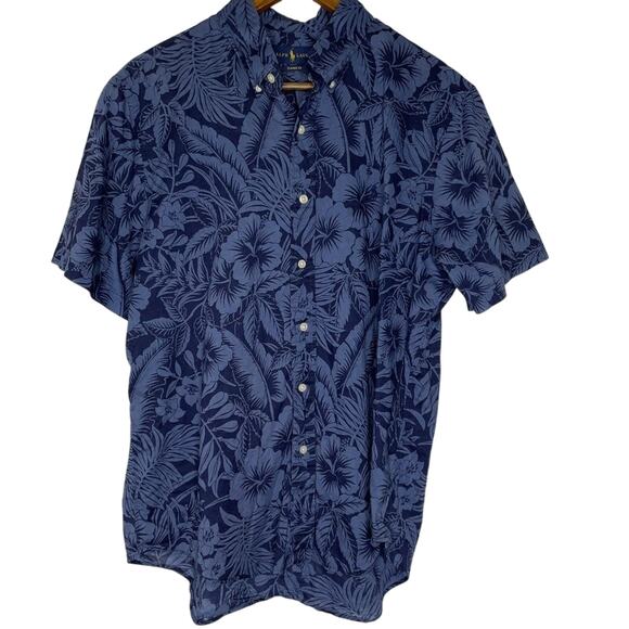 Ralph Lauren Shirt Mens Large Floral Hawaiian Classic Fit Button Up Tropical - Picture 1 of 6